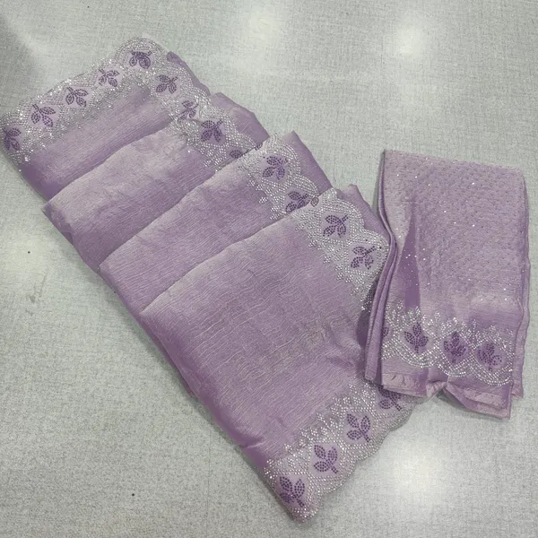 Fendy Space Silk Saree with Double Stone Work | SR268